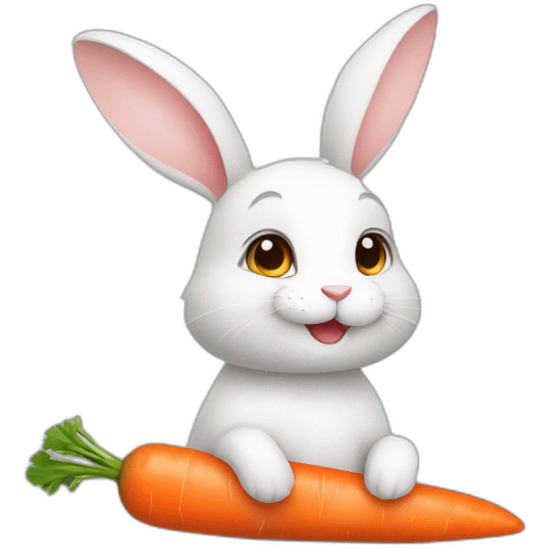 Cute bunny with carrot emoji