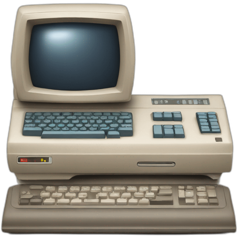 retro computer | text "Oldschool Computer" | gear on the bottom left emoji