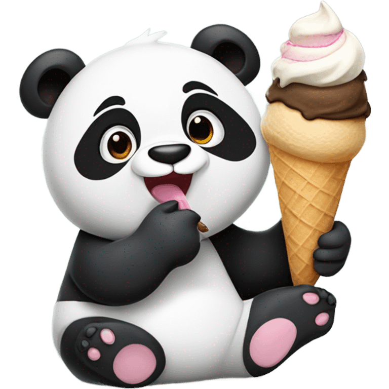 Panda eating ice cream emoji