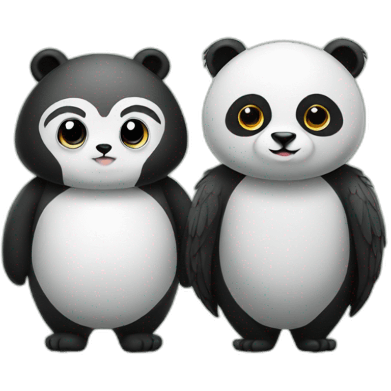 Panda and owl couple emoji