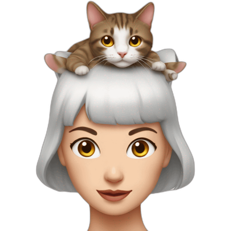 cat on woman's head emoji