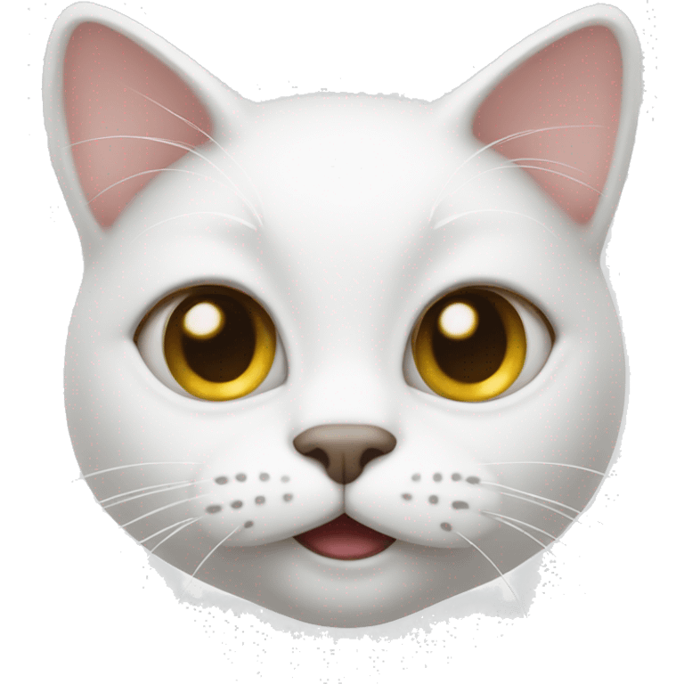 white cat but silly emoji