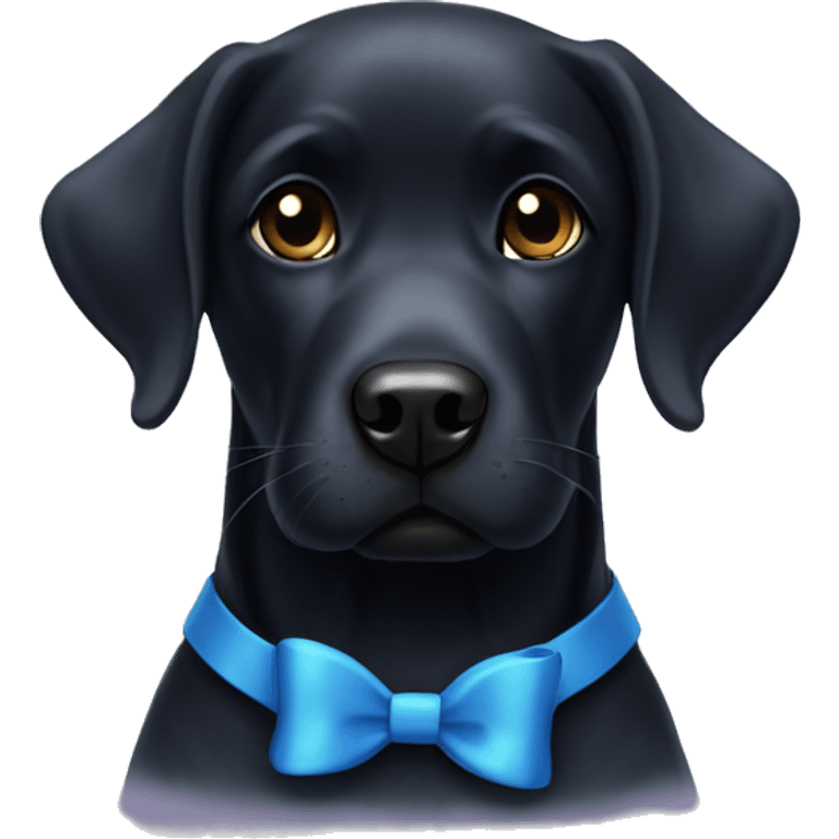 Black Labrador with a blue bow emoji