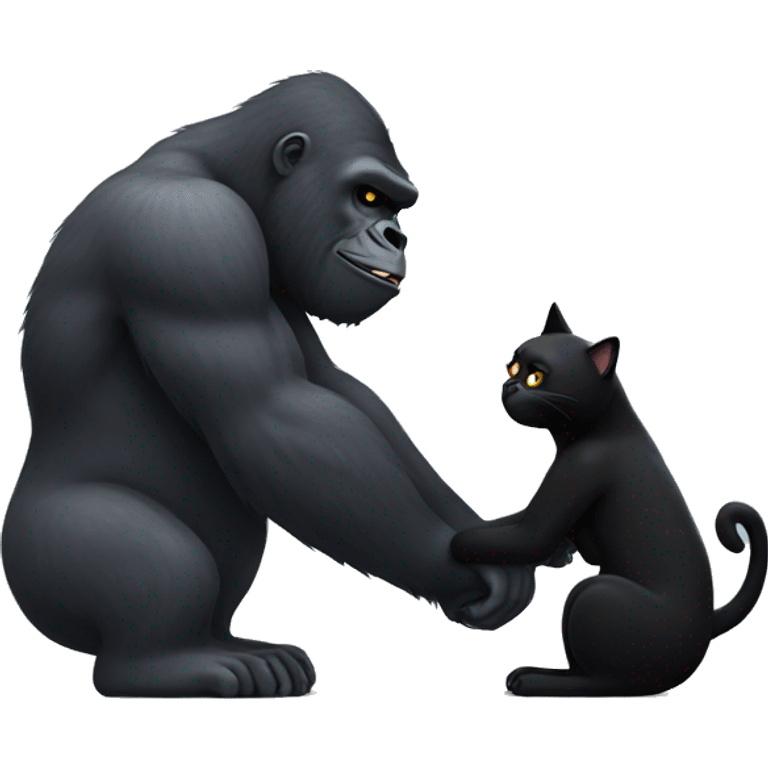 Big gorilla hugging a black cat  emoji