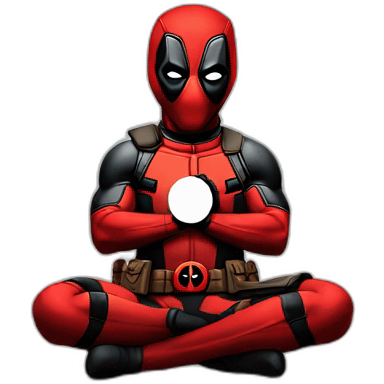 Deadpool doing a meditation emoji