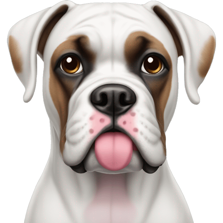 white boxer dog with pink nose emoji