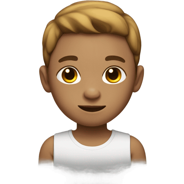 boy with light skin and a brown middle part with a goat body emoji