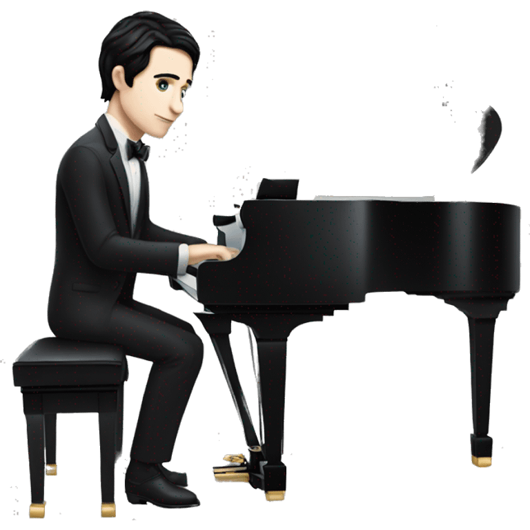 pale skin and black hair man playing grand piano emoji