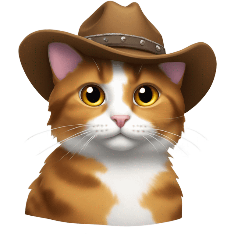 Calico cat wearing a cowboy hat  emoji