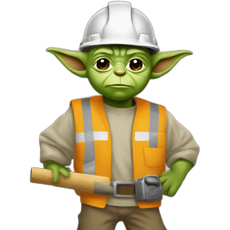 Yoda as a construction worker emoji