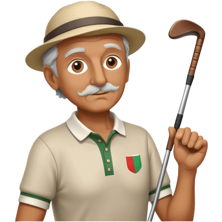 half figure old italian golf player with golf club  emoji