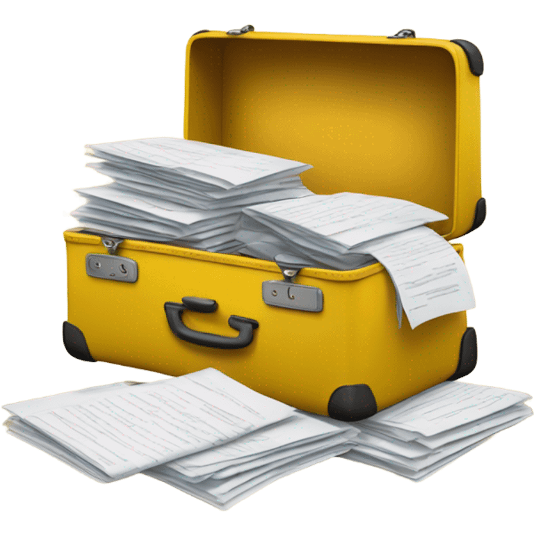 yellow baggage filled with documents emoji