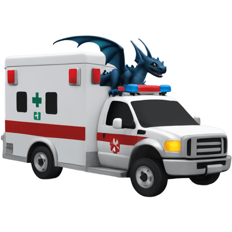 Night fury dragon driving an ambulance inside ambulance as an Emt emoji