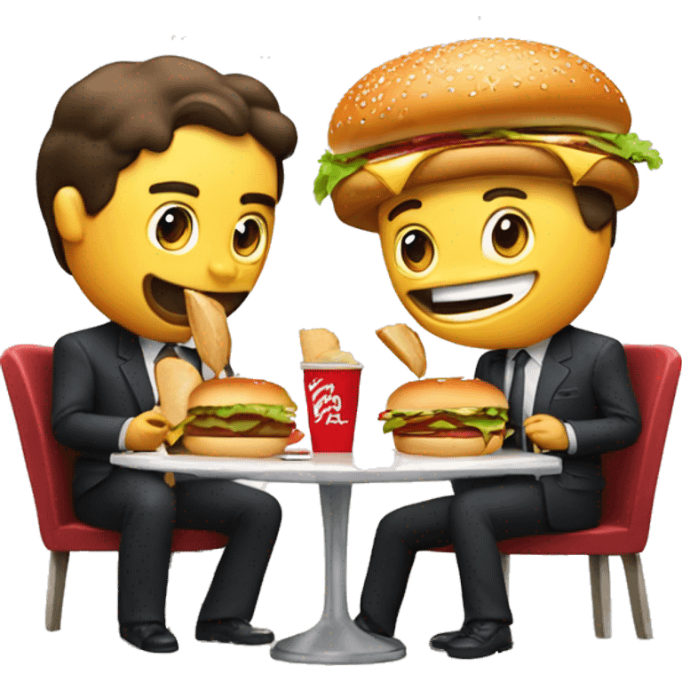 Dos amigos comiendo hamburguesas en paris emoji