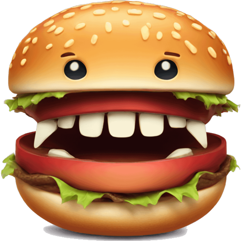 Evil hamburger with big teeth  emoji