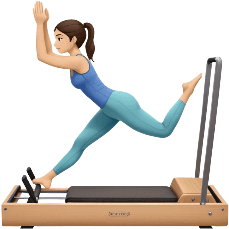 brunette in short, doing reformer pilates emoji