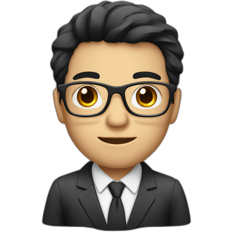 Businessman with black hair with glasses and notebook emoji