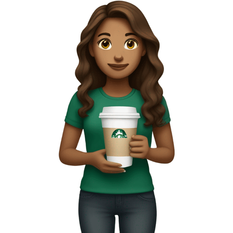 Brown hair starbucks girl emoji