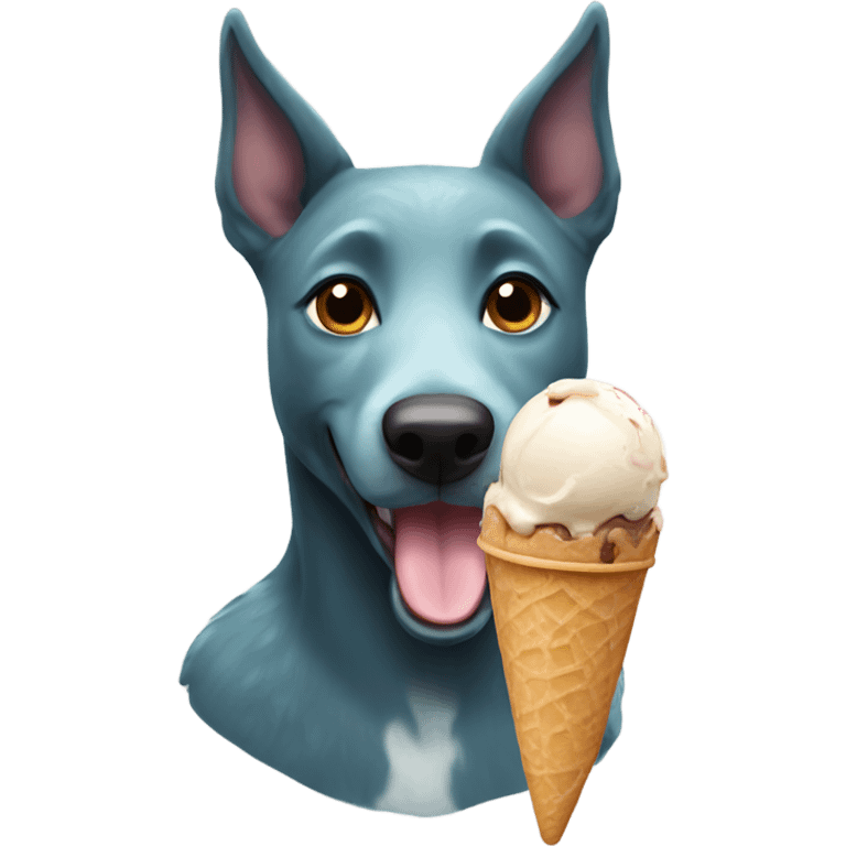 Kelpie with ice cream emoji