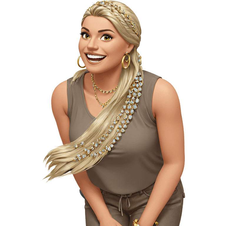 smiling girl with jewelry emoji