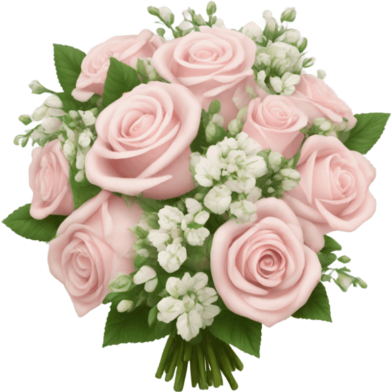 Light Pink with roses and white flowers wedding bouquet realistic  emoji