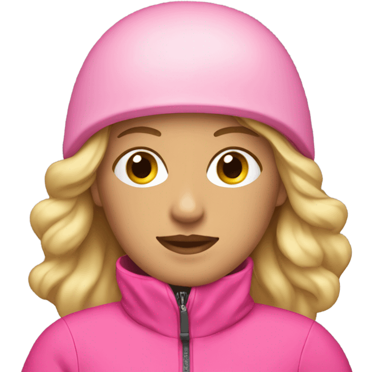 Blonde woman wearing pink ski suit emoji