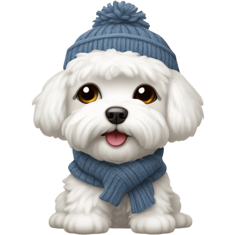 Bichon maltese with a Winter outfit  emoji