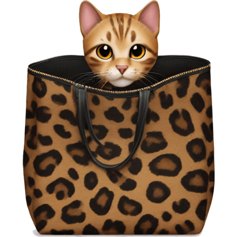 Cat in leopard print bag  emoji