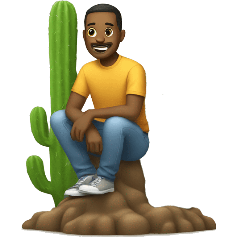 man sitting on cactus emoji