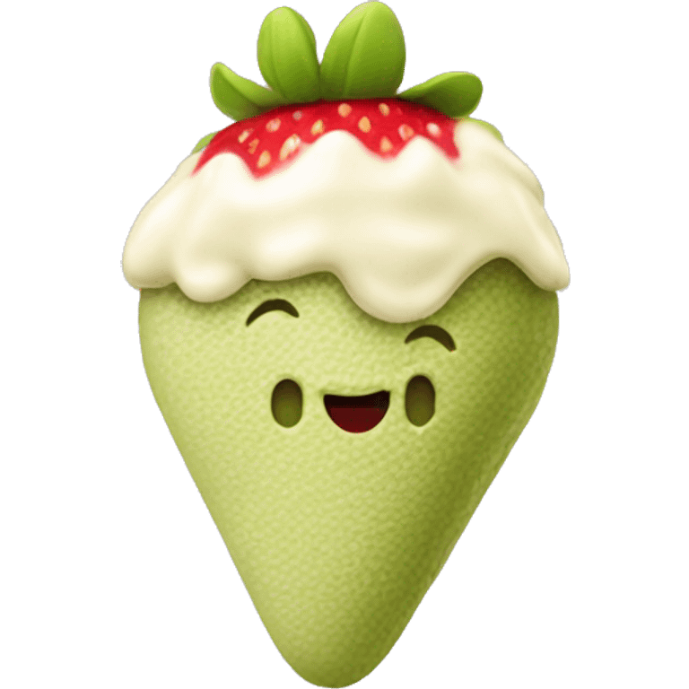 Pistachio cream covered strawberry  emoji