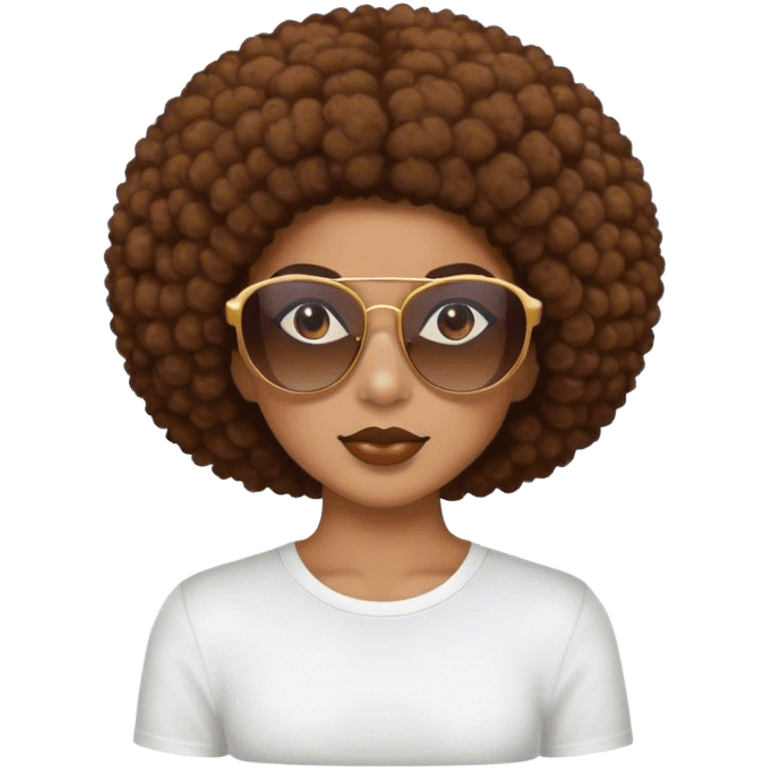 Girl with brown Afro and sunglasses  emoji