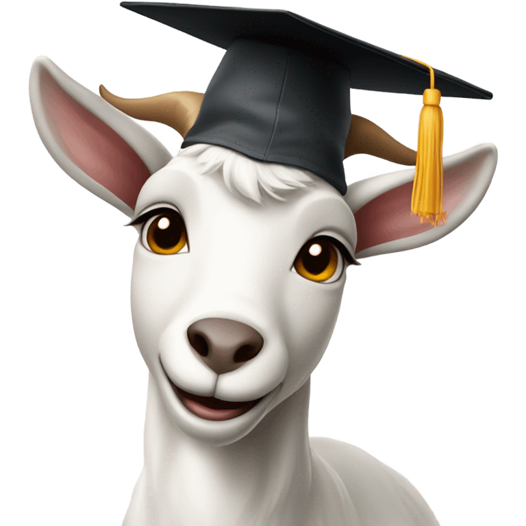 smirking cute goat wearing graduation hat emoji