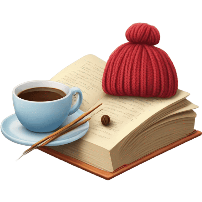 Books, coffee, knitting  emoji