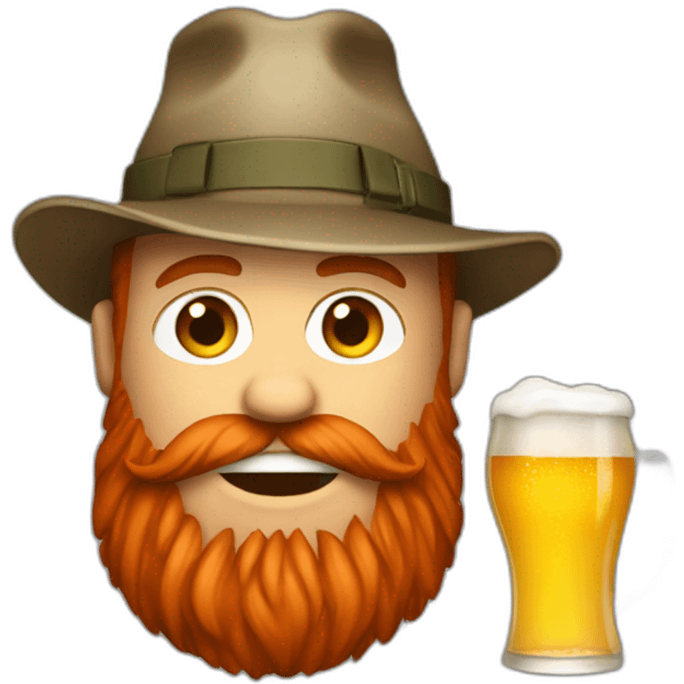 red beard with bucket hat holding a beer emoji