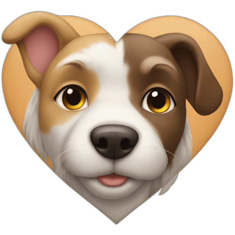 Dog and cat logo in heart emoji