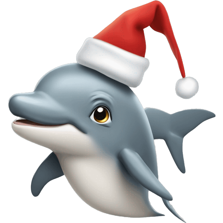 Delfin con gorro de navidad  emoji