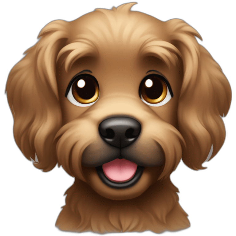 bouvier fawn brown and black puppy face very long hair smiling dark ears emoji