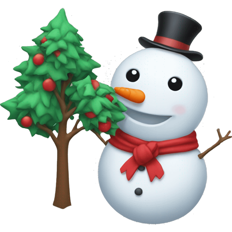 snowman eating a tree wearing a dress emoji