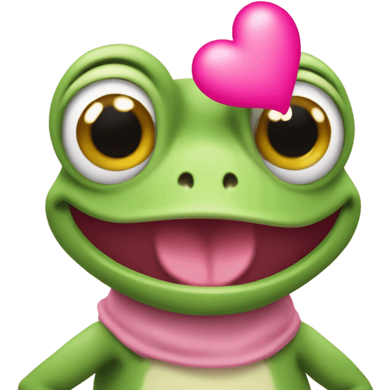 frog with three pink hearts emoji