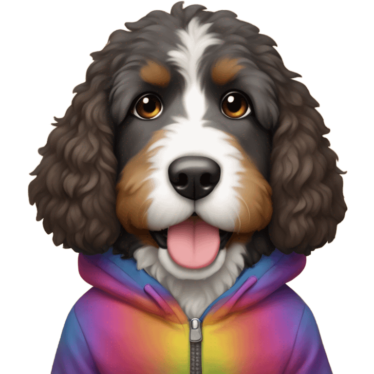 Bernedoodle wearing hoodie emoji