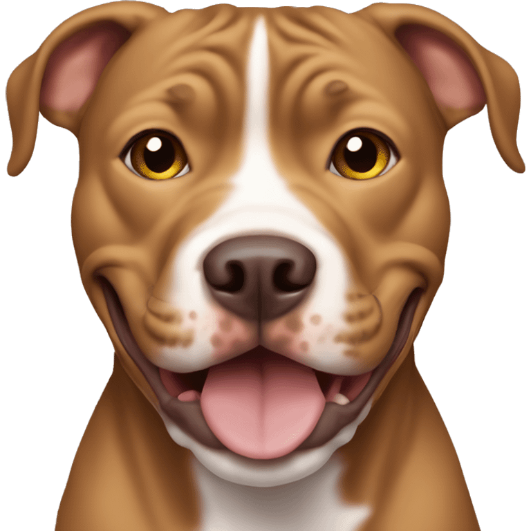 Light brown Pitbull dog smiling emoji