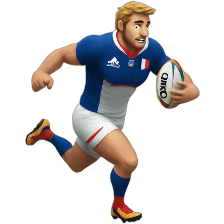 french rugby player running holding the ball emoji