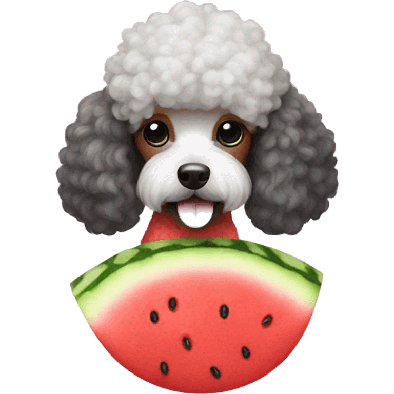 Poodle in a watermelon costume emoji