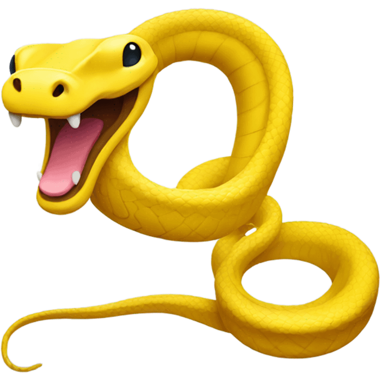 Bright yellow snake with silly face emoji