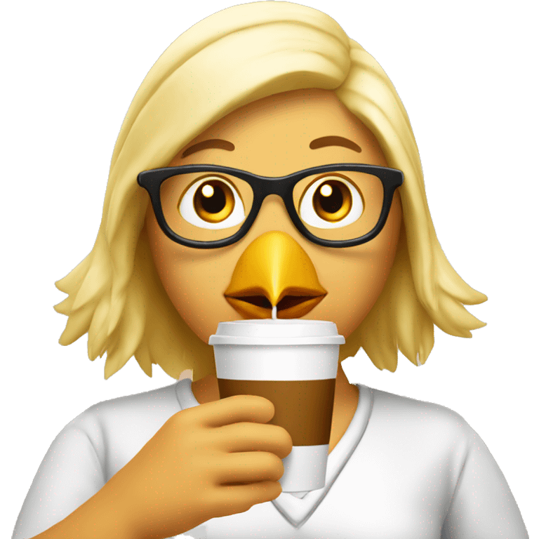 Blonde chicken sipping Cappuccino  emoji