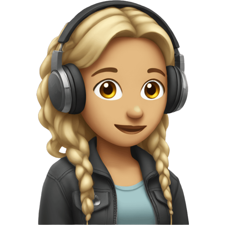 Girl listening a music on headphones  emoji