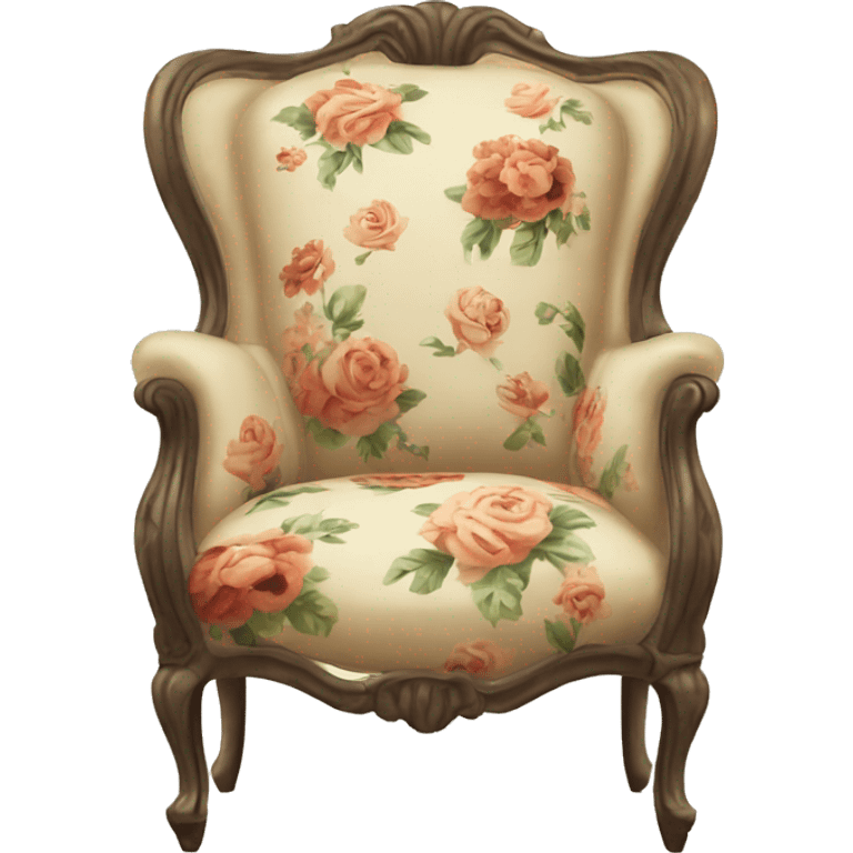 Vintage chair with flower design emoji