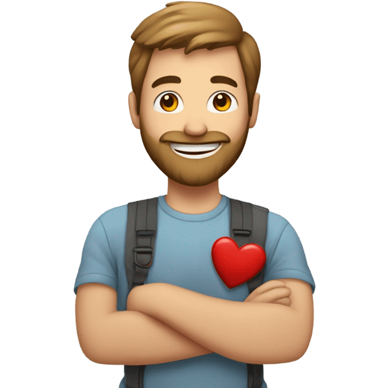 Holding a big heart with a Caucasian bearded man emoji