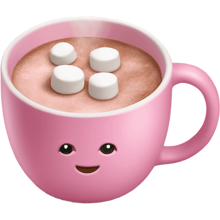 Lights Pink mug of hot chocolate with marshmallows  emoji