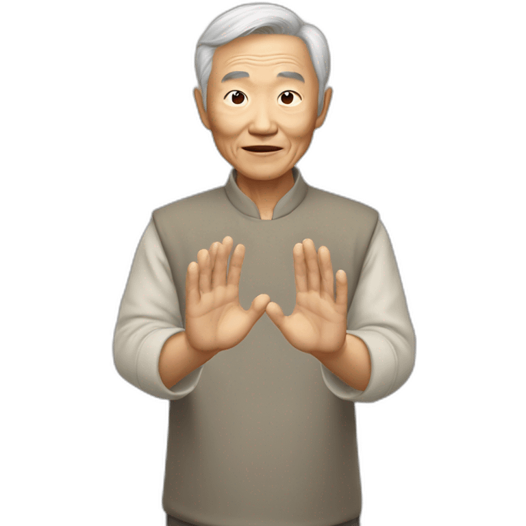 Old Chinese guy claiming hands emoji